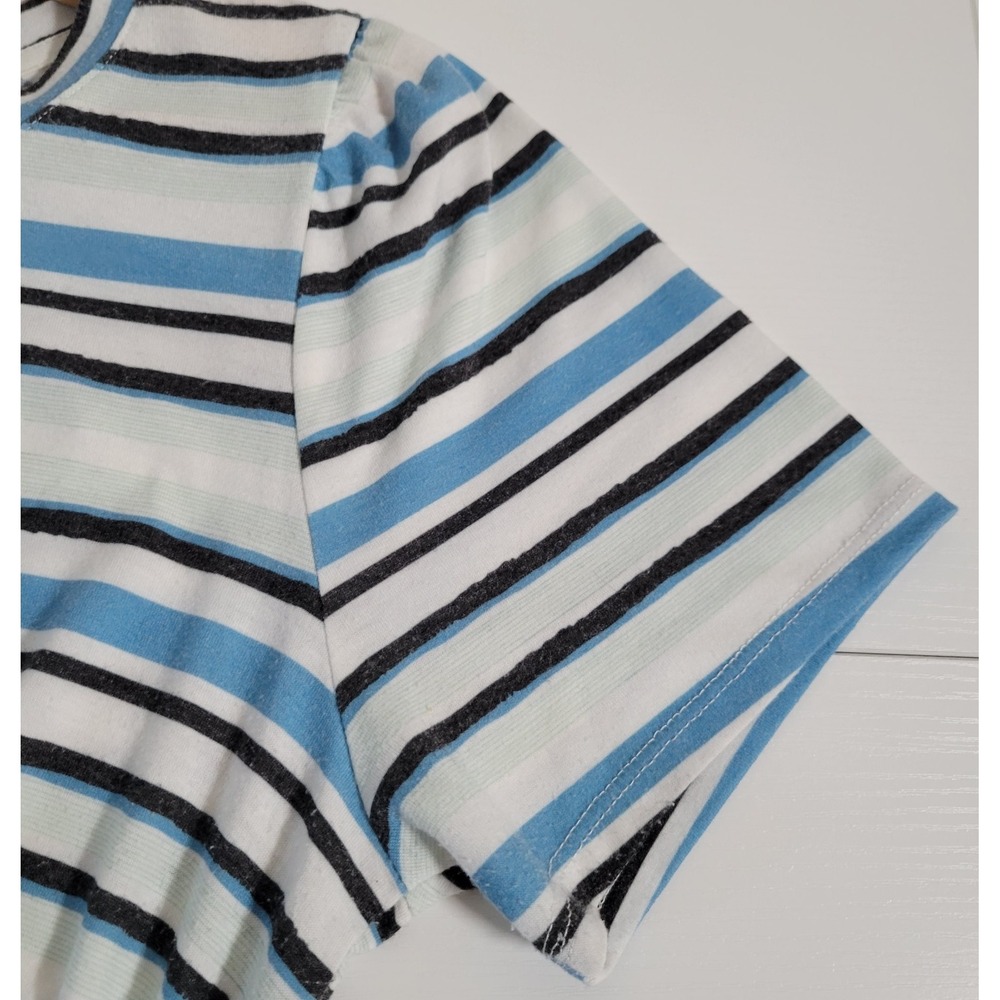 89th and Madison Women's Striped Top Size M Short Sleeve Side Scrunch Tie 1764 - Picture 3 of 6